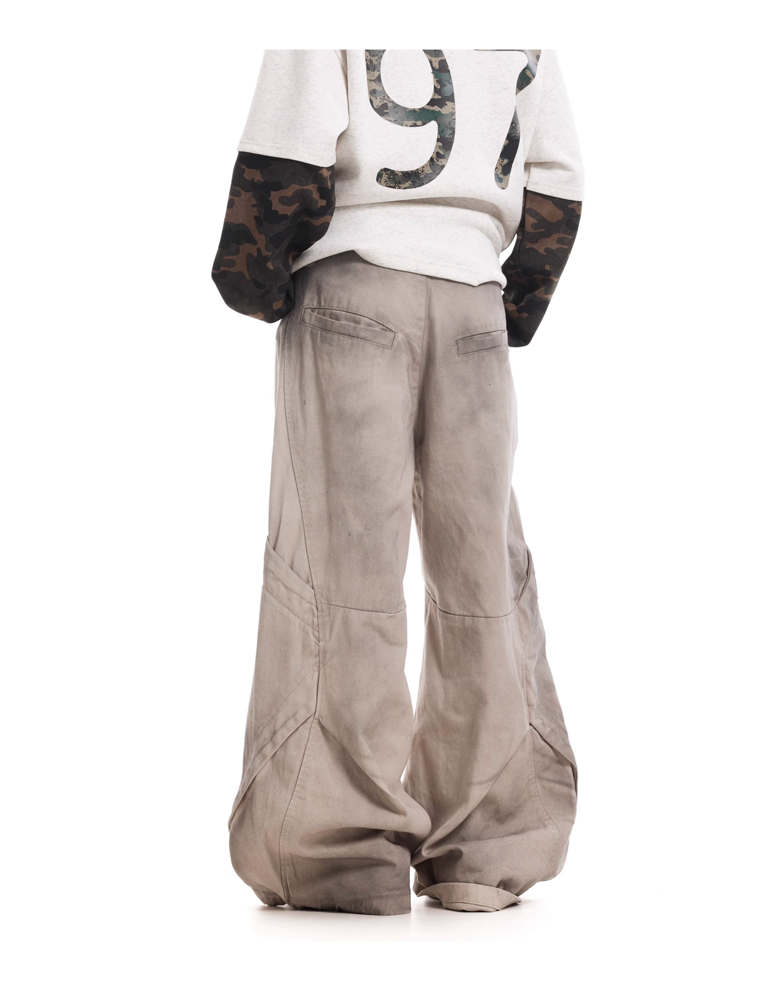 WASHED DECON WIDE DENIM PANTS