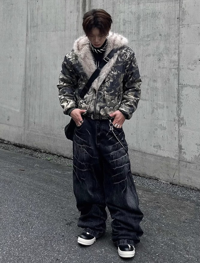 CAMO HOOD PUFFER JACKET