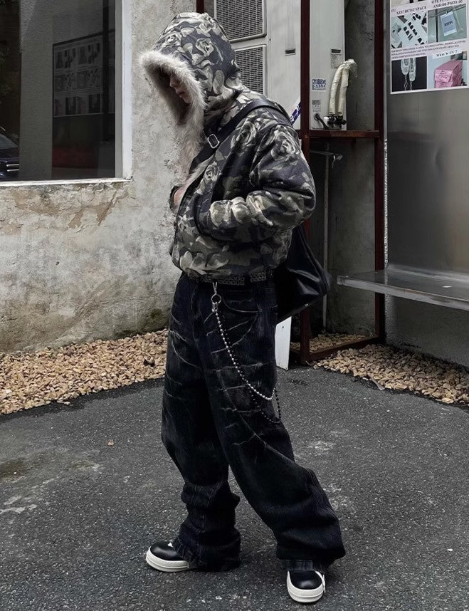 CAMO HOOD PUFFER JACKET