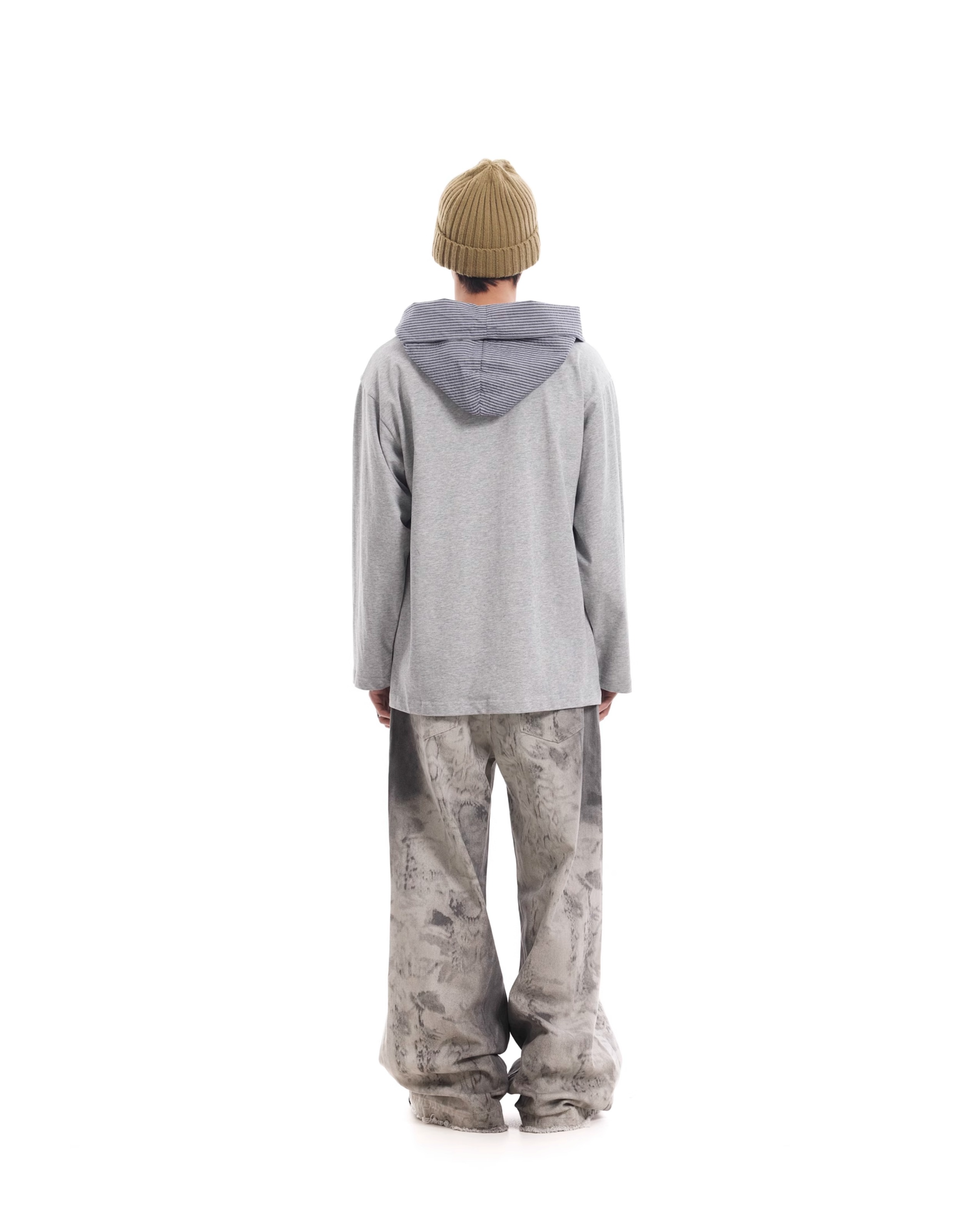 WASHED DISTRESSED BOOTCUT PANTS