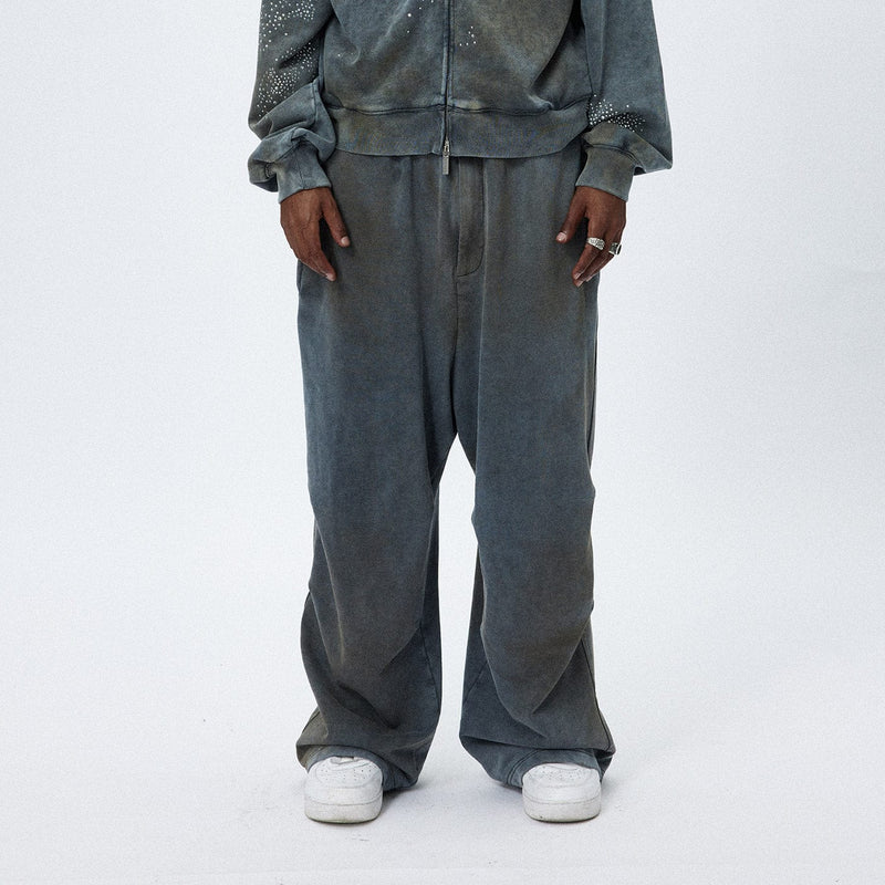Distressed Crinkled Baggy Sweatpants