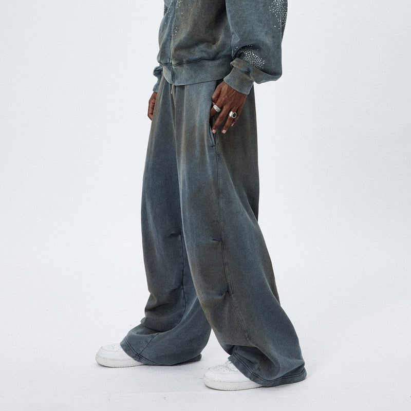 Distressed Crinkled Baggy Sweatpants