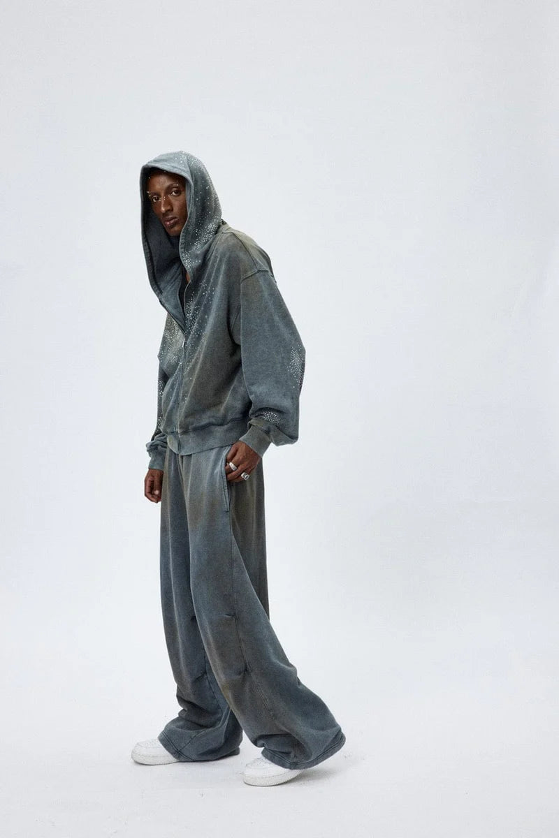 Distressed Crinkled Baggy Sweatpants
