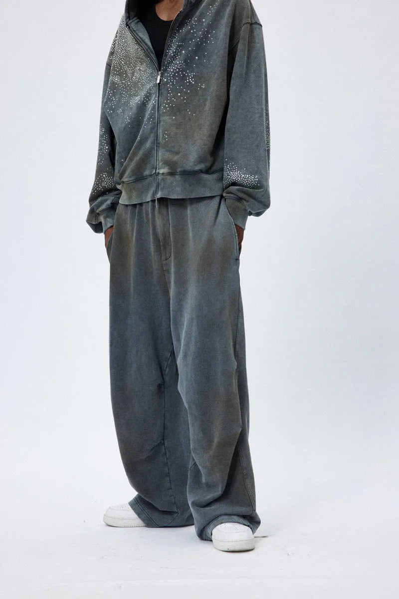 Distressed Crinkled Baggy Sweatpants