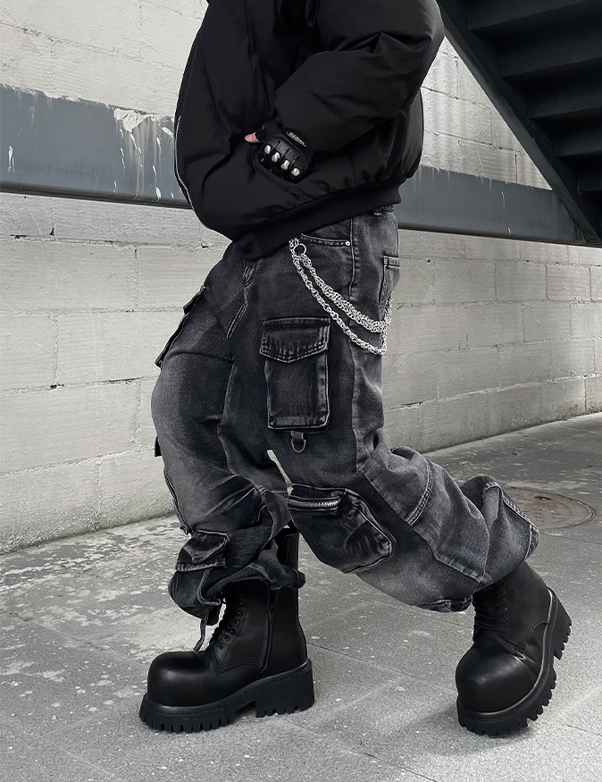 TECH UTILITY CARGO DENIM PANTS