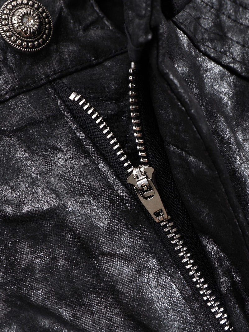 CRANKED PLEAT LEATHER PANTS