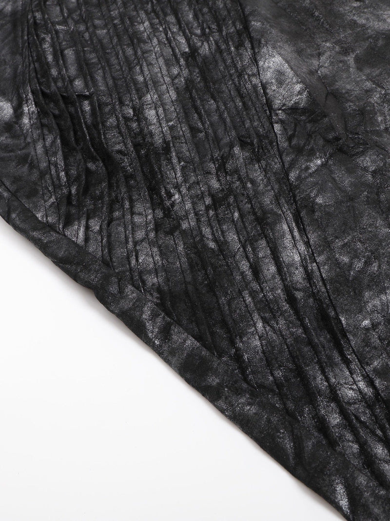 CRANKED PLEAT LEATHER PANTS