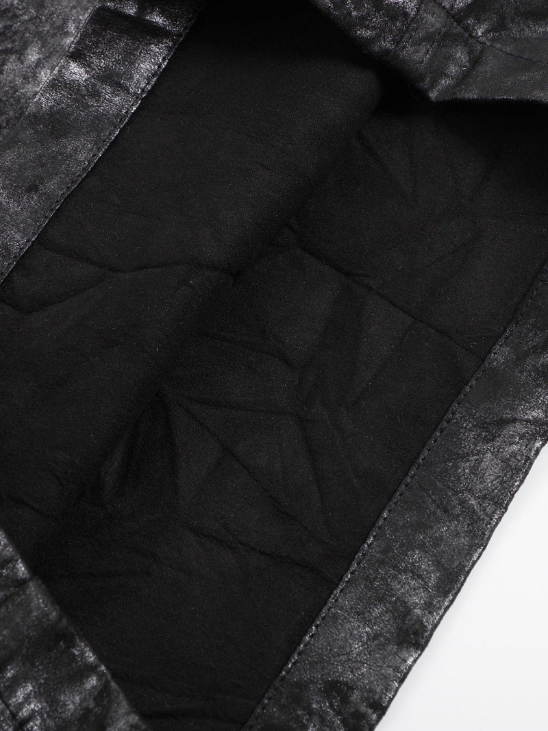 CRANKED PLEAT LEATHER PANTS