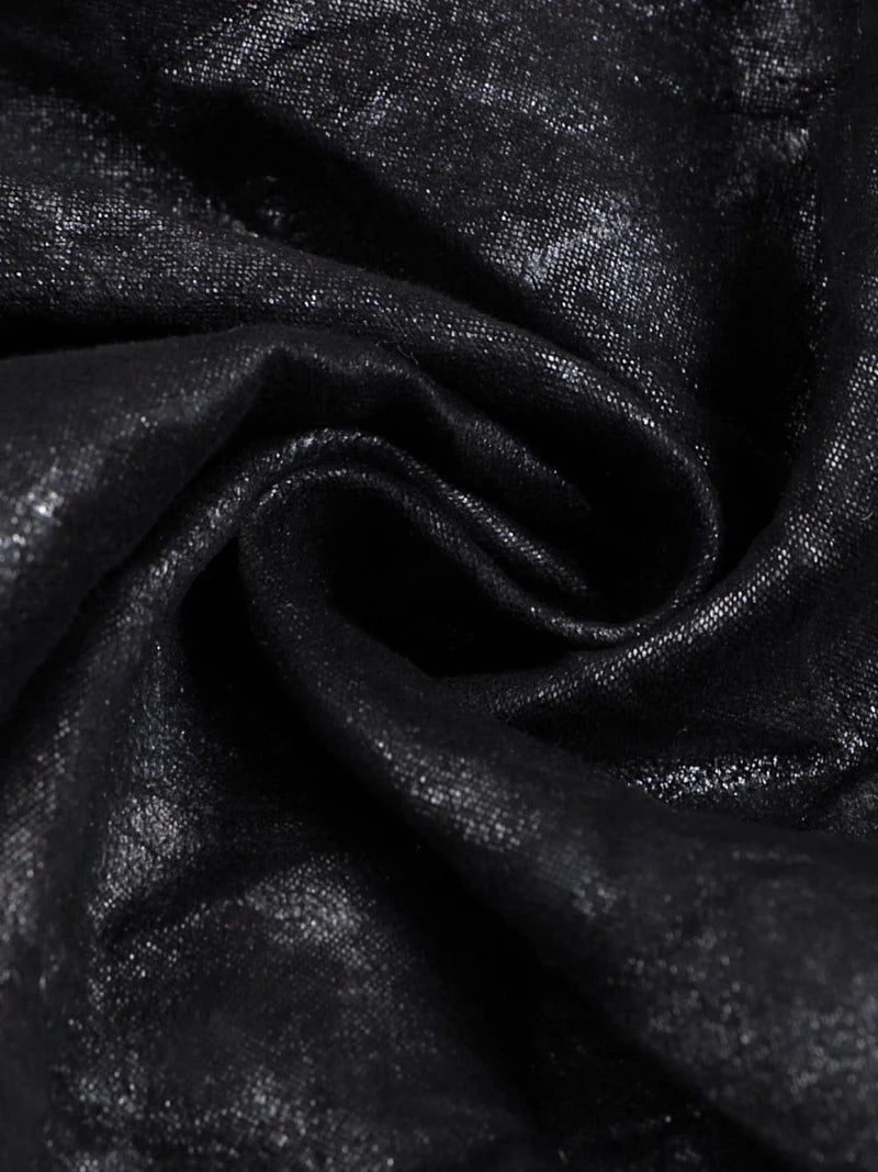 CRANKED PLEAT LEATHER PANTS