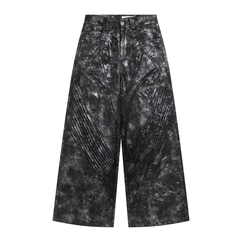 CRANKED PLEAT LEATHER PANTS