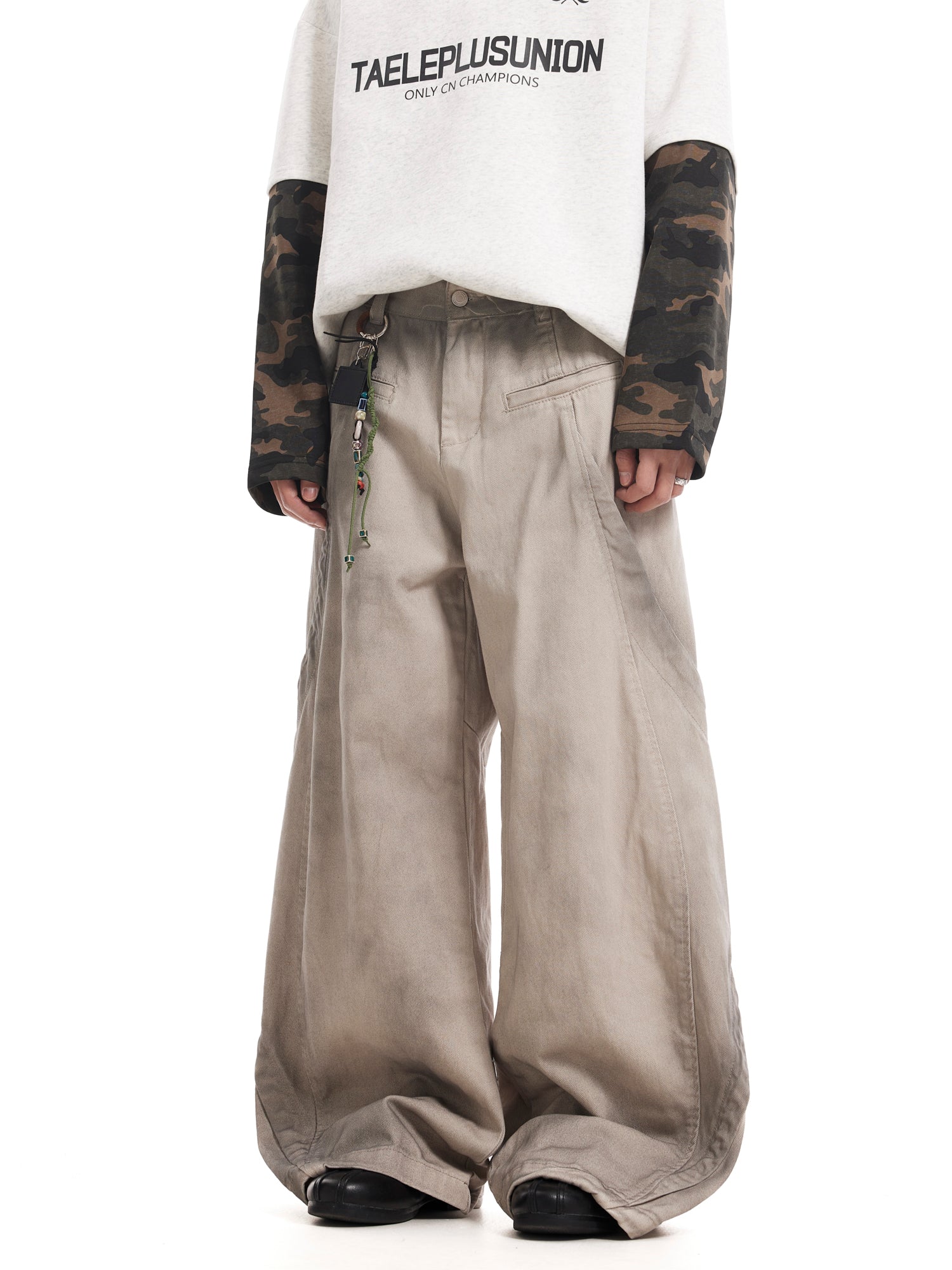 WASHED DECON WIDE DENIM PANTS
