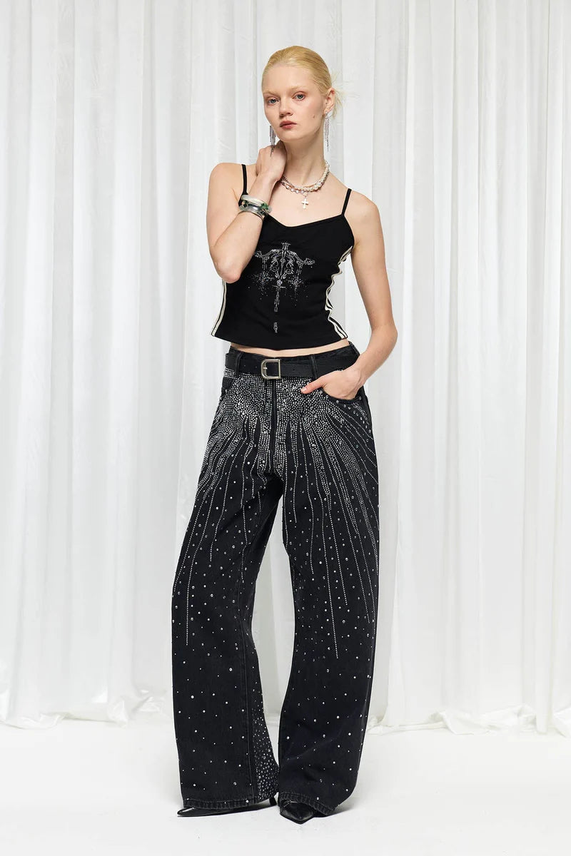 RADIANT RHINESTONE DENIM PANTS