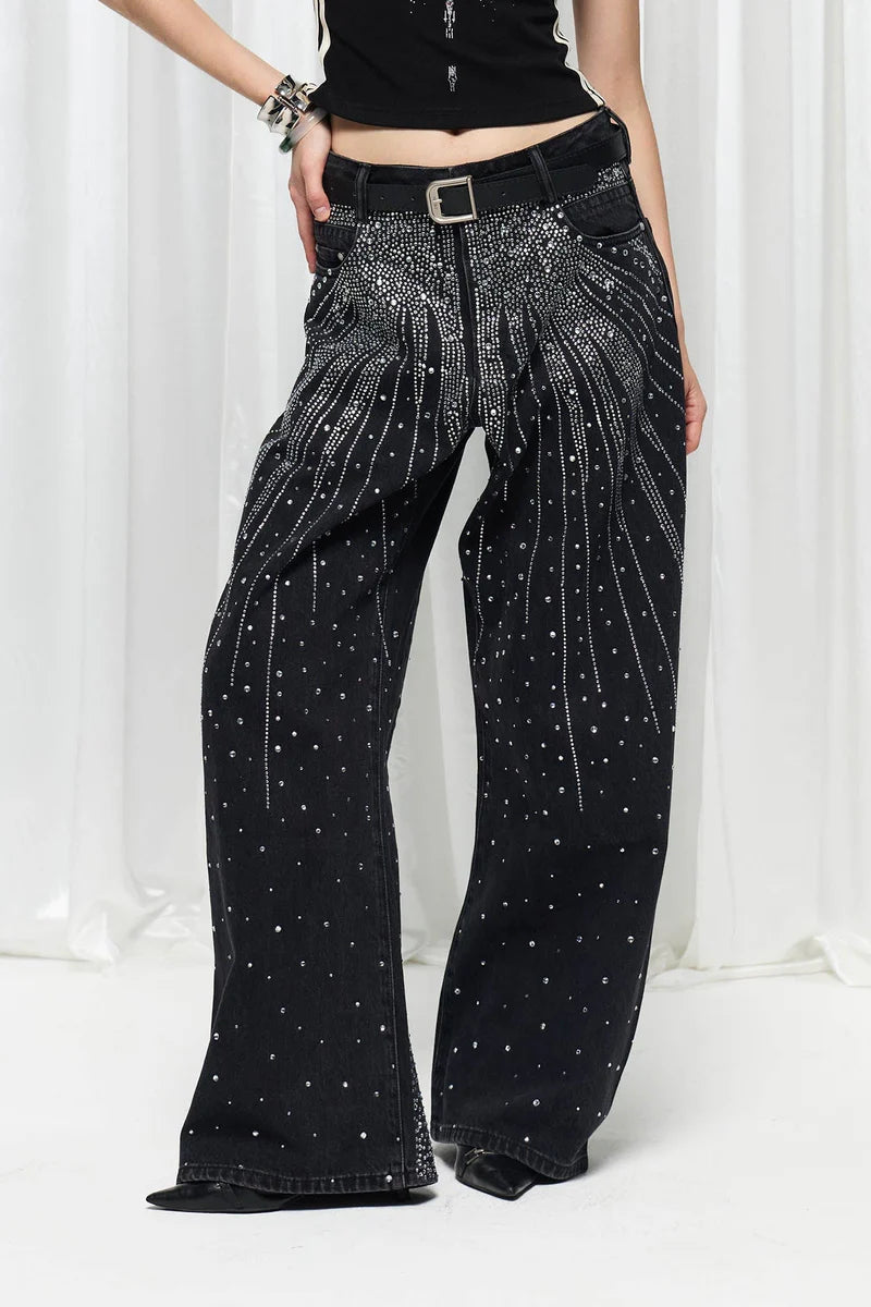 RADIANT RHINESTONE DENIM PANTS