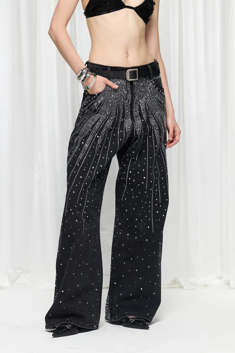 RADIANT RHINESTONE DENIM PANTS